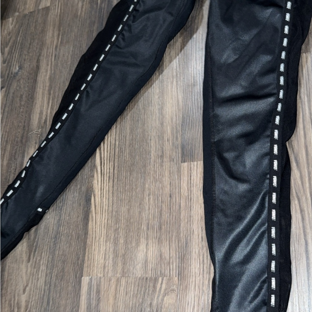 Black Track Pants with Reflective Stripes Zumba leggings